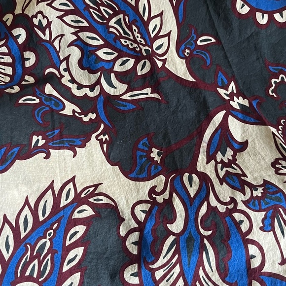 H&M Navy and White Floral Puff Sleeves with Draw String Cinched Waist Maxi Dress - Picture 8 of 11